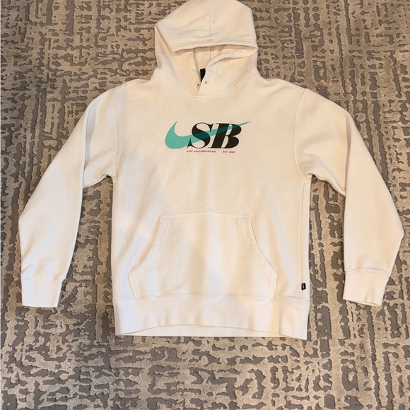 Nike Other - Nike Cream Hoodie with Teal and Black Logo